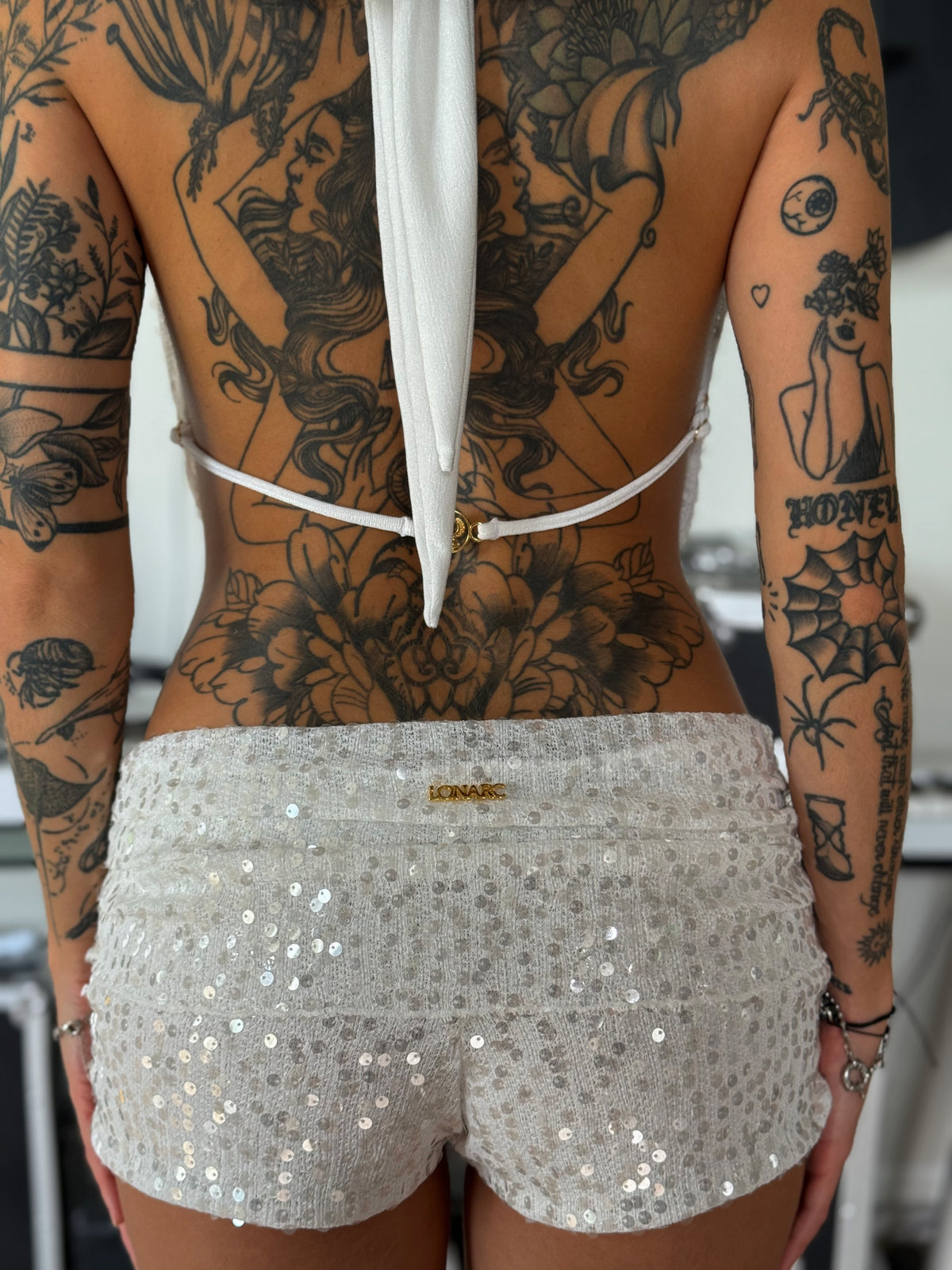 Gigi Short Blanco Lentejuelas