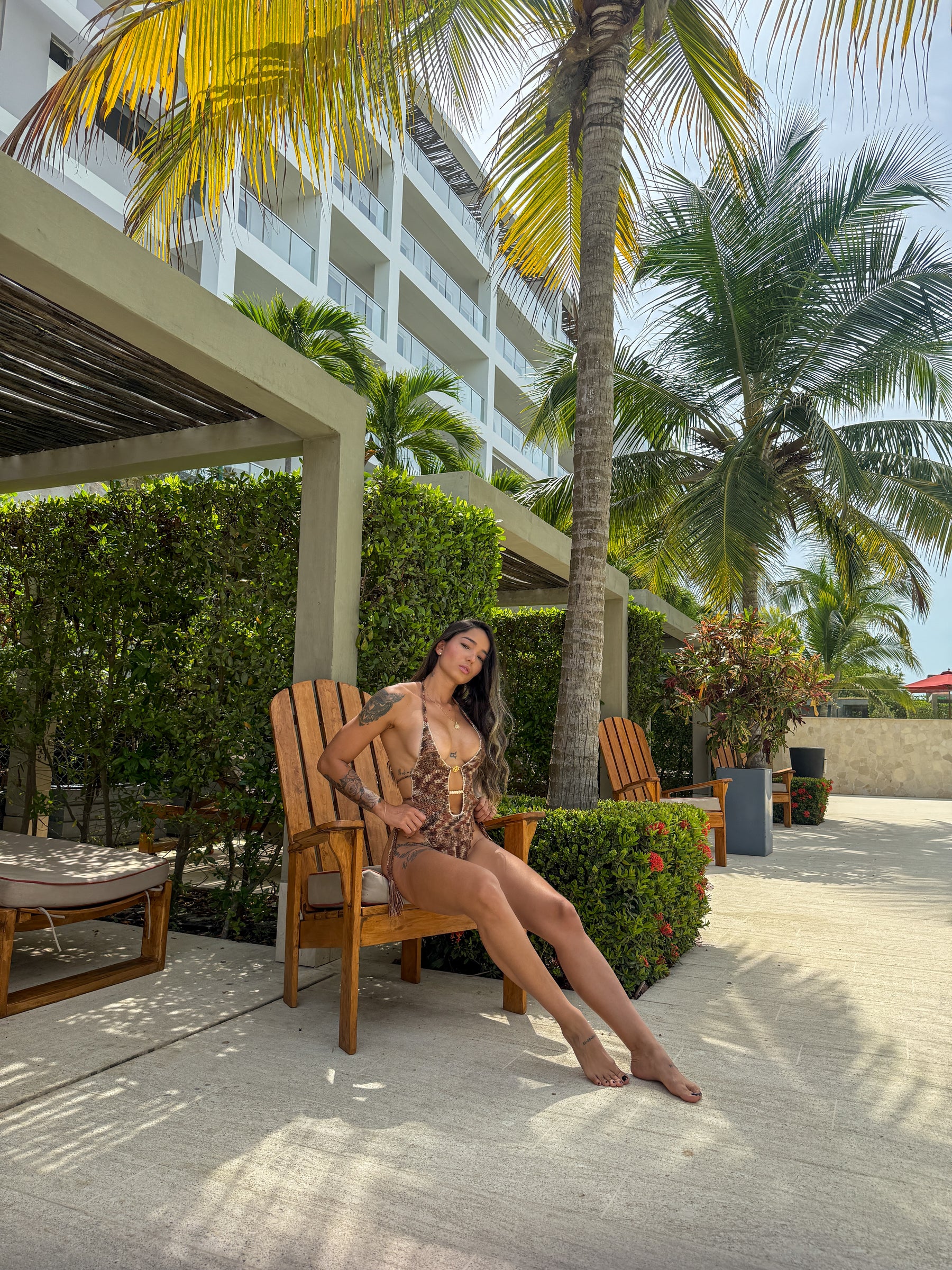 Isla One Piece Crochet Degradado Cafe