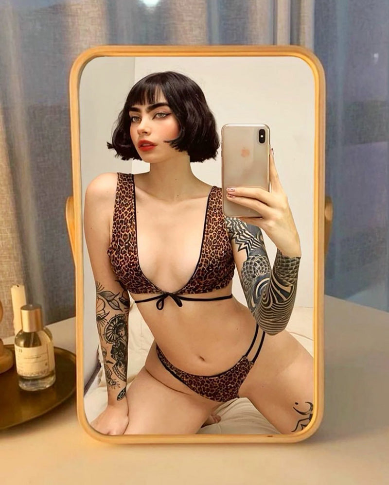 Cartagena Top Black Pearl and Leopard Print Double Side