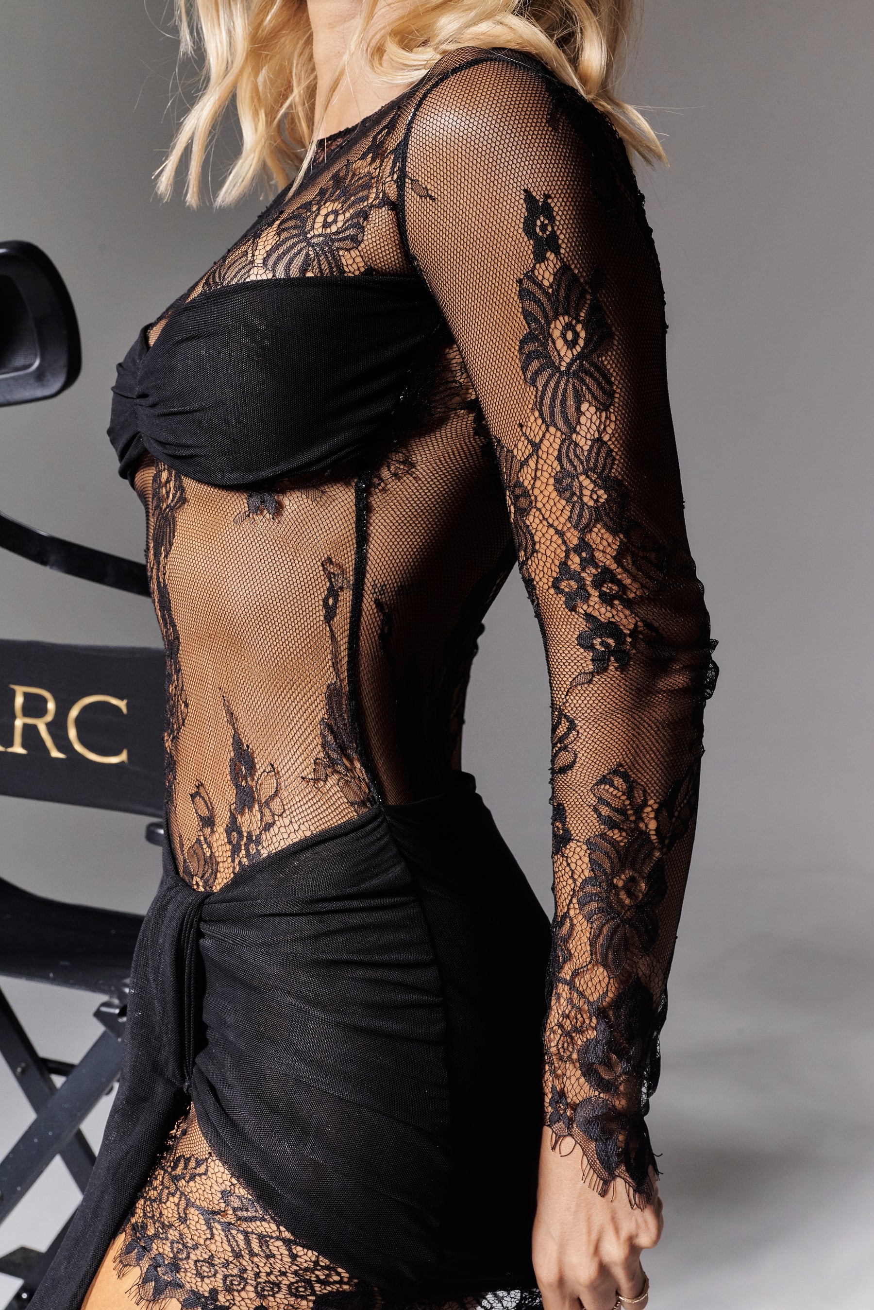 Lady Lace Mini Dress - Negro