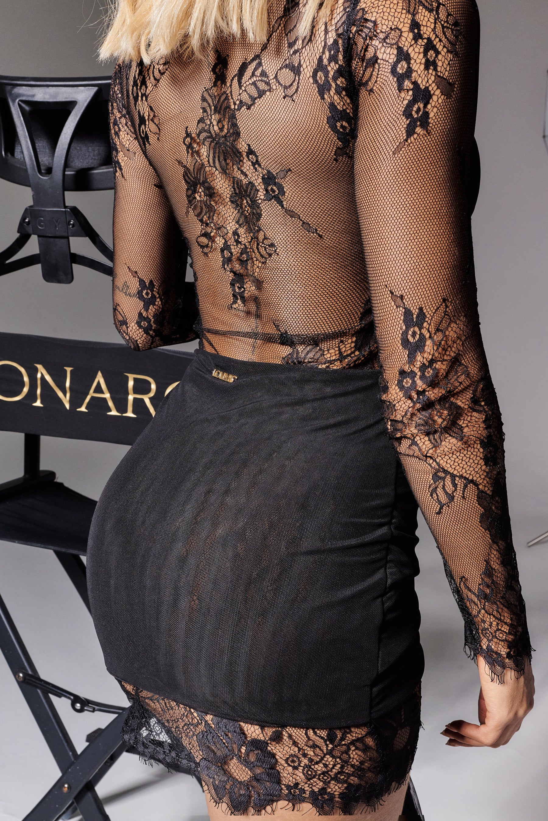 Lady Lace Mini Dress - Negro