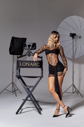 Lady Lace Mini Dress - Negro