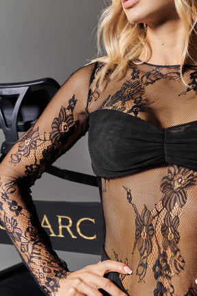 Lady Lace Mini Dress - Negro