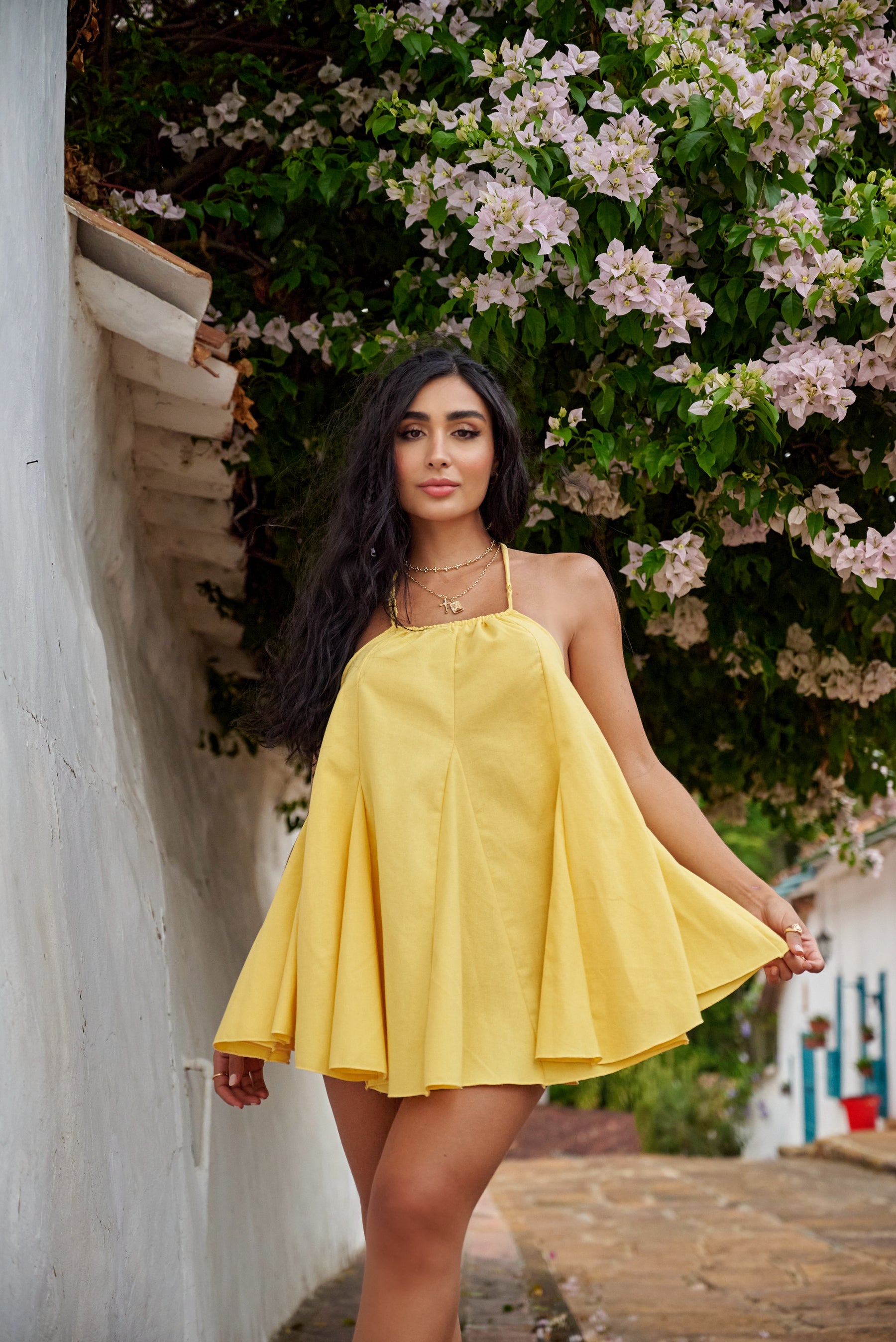 Oia Cotton Dress - Amarillo