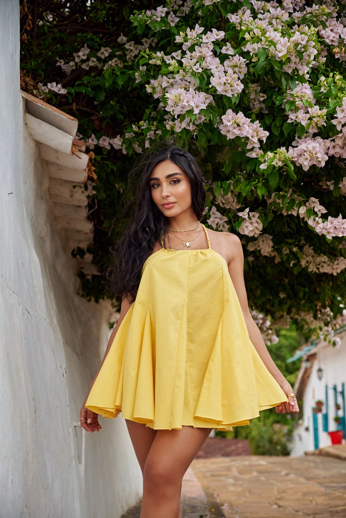 Oia Cotton Dress - Amarillo