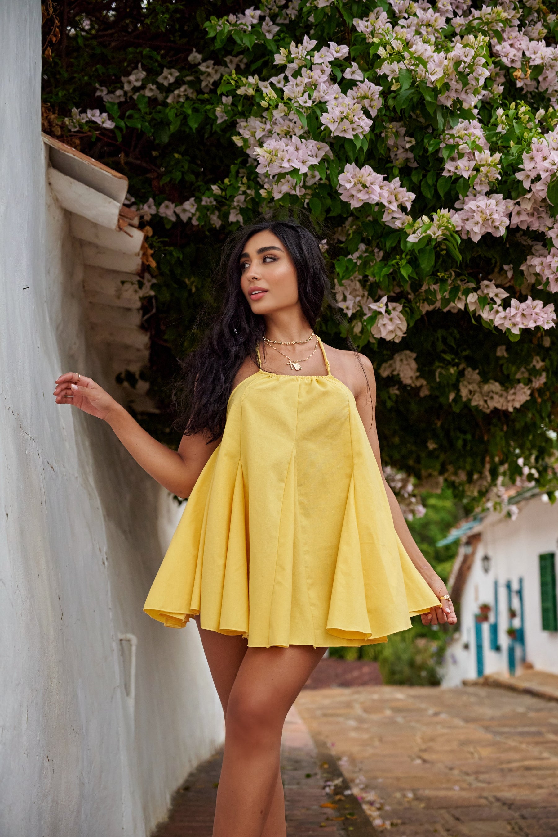 Oia Cotton Dress - Amarillo