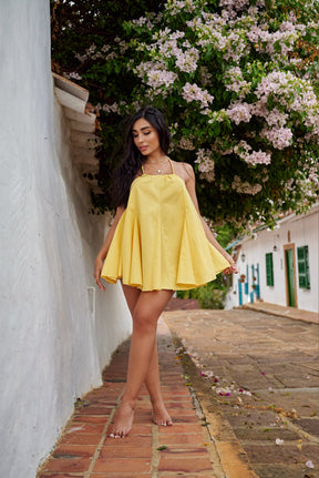 Oia Cotton Dress - Amarillo