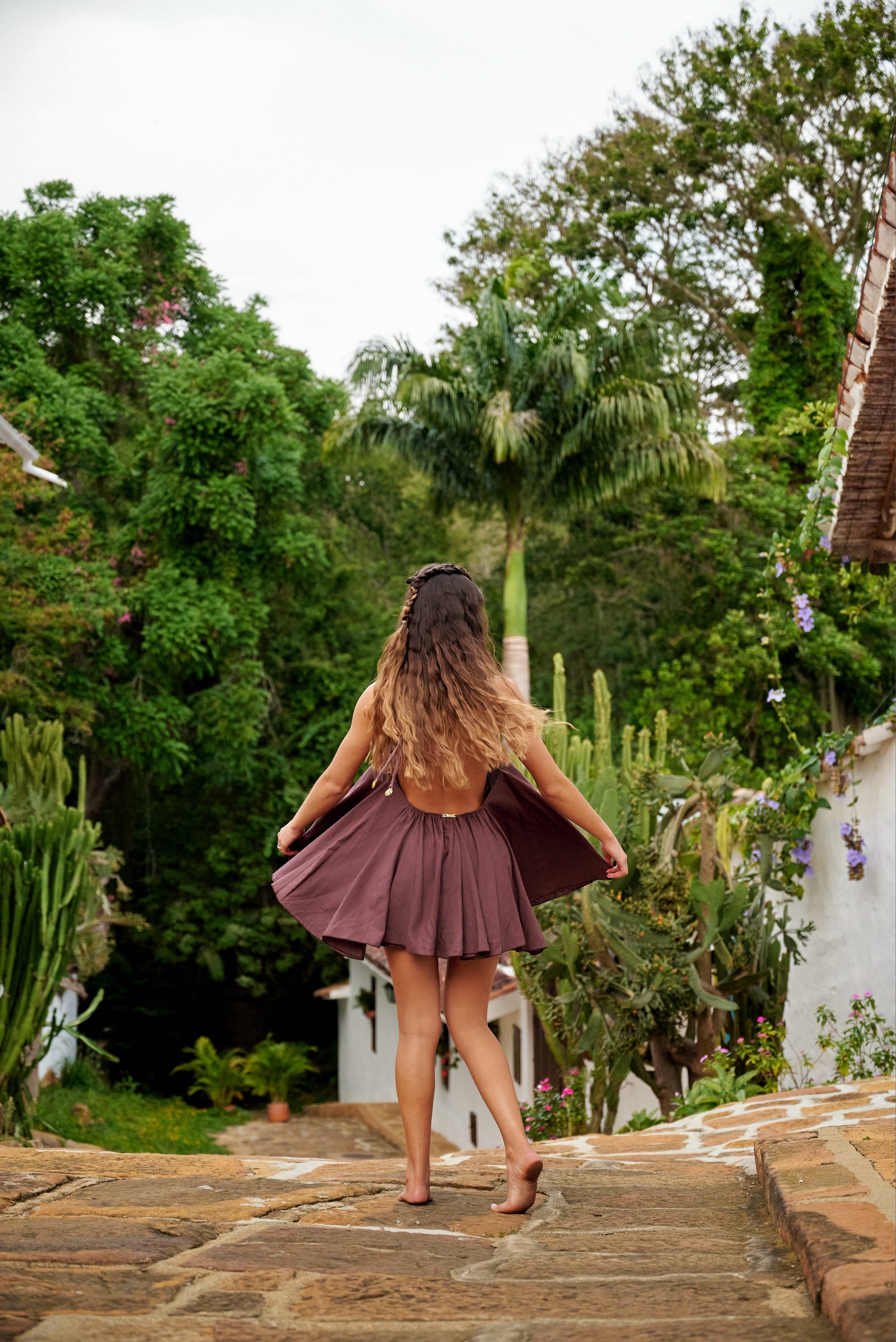 Oia Cotton Dress - Café