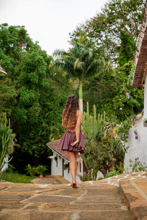 Oia Cotton Dress - Café