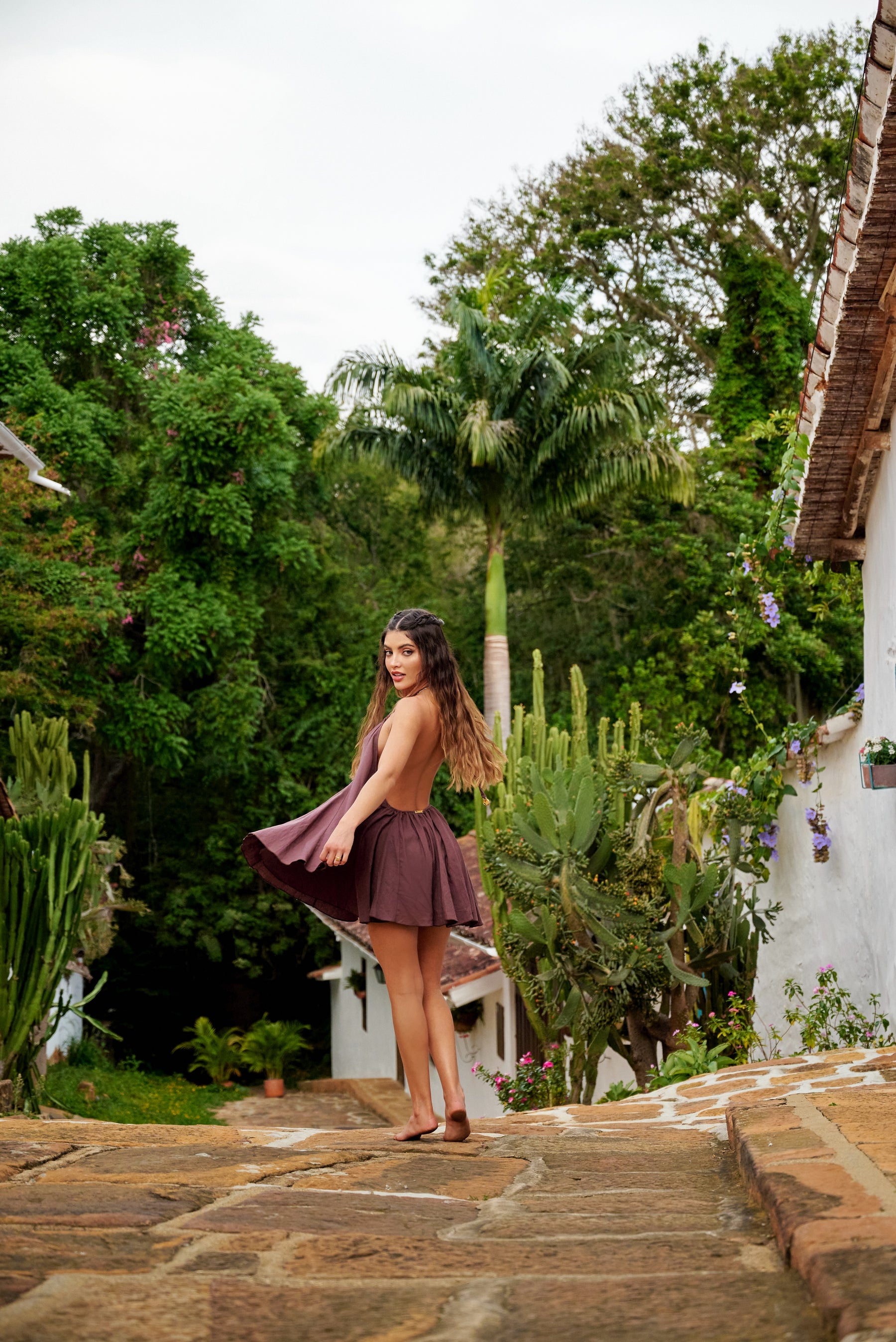 Oia Cotton Dress - Café