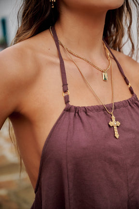 Oia Cotton Dress - Café