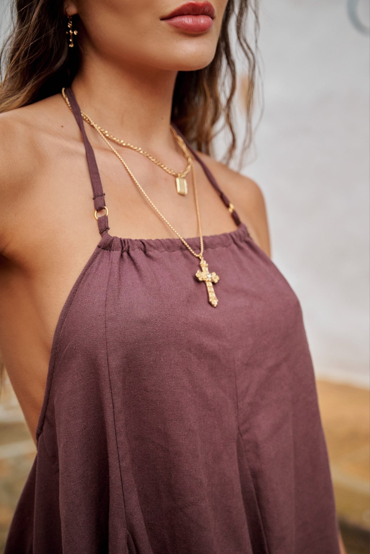 Oia Cotton Dress - Café