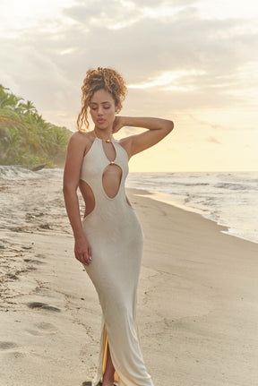 Bruma Maxi Dress Nude con brillos