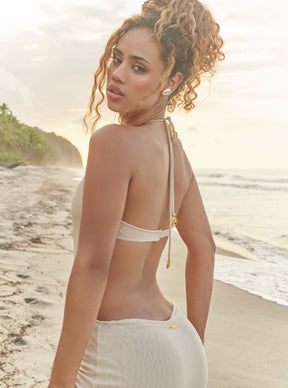 Bruma Maxi Dress Nude con brillos