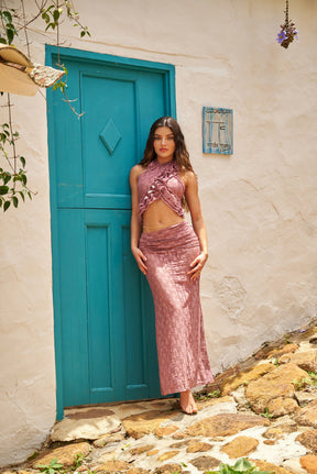 Mosquetta Maxi Skirt Malva Rosado