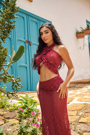 Mosquetta Maxi Skirt Vino Tinto