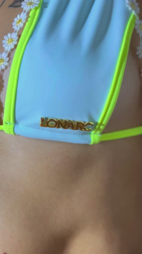 Cassie Top Blue Mint and Neon Yellow Strips - Limited Edition