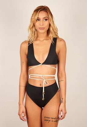 Cartagena Top Black and Nude Strips