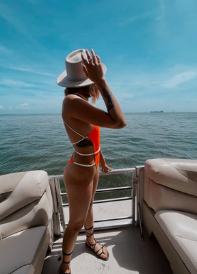 Bali One Piece Neon Orange and White Cream Double Side
