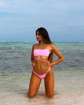 Formentera Bottom Gummy and Tartan Pink Print Double Side