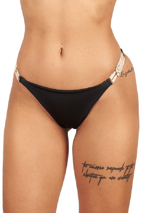 Cartagena Bottom Black and Nude Strips