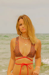 Cartagena Top Red and Leopard Print Double Side