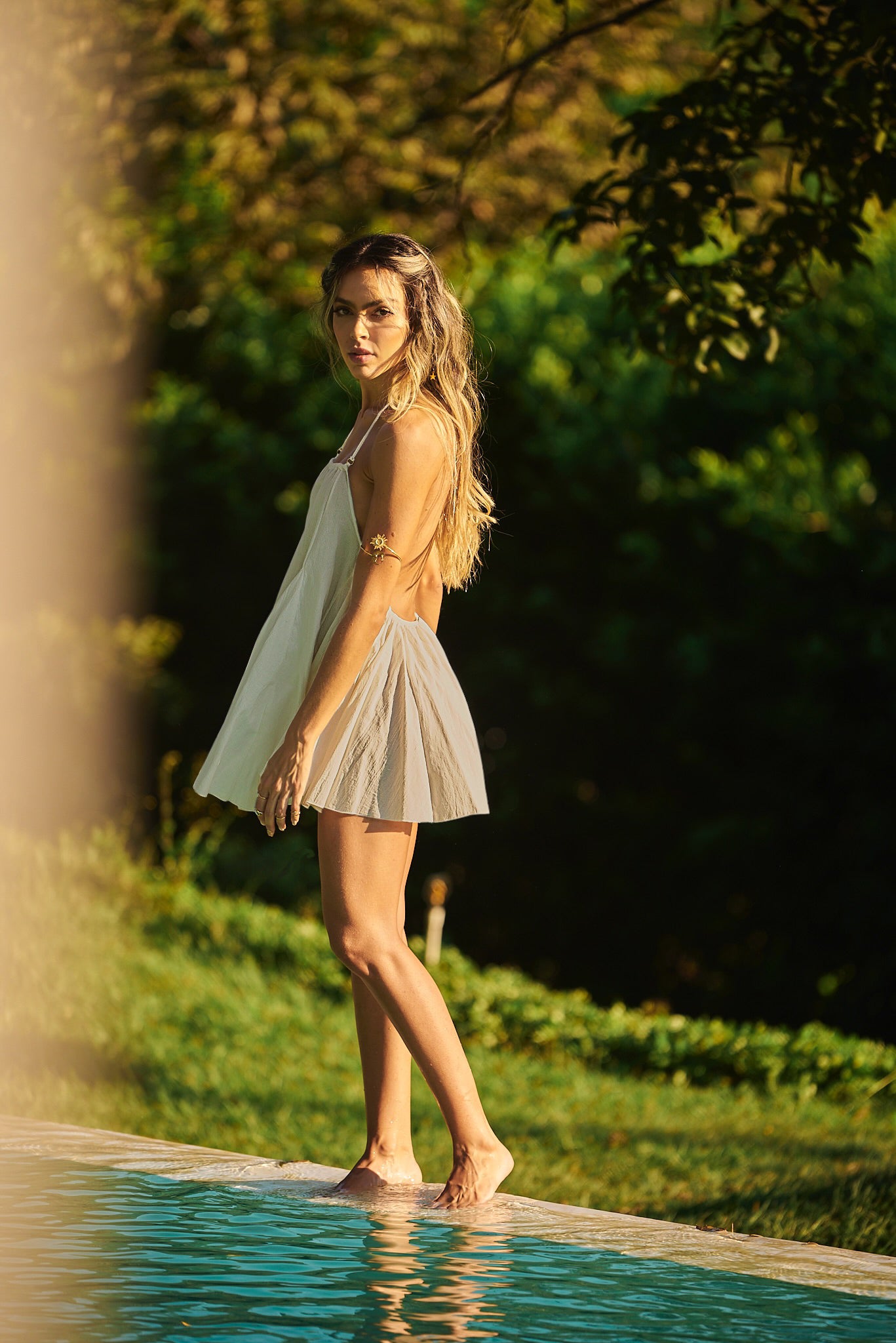 Lonarc's nude cotton dress perfect for a day of sun and fun at the pool