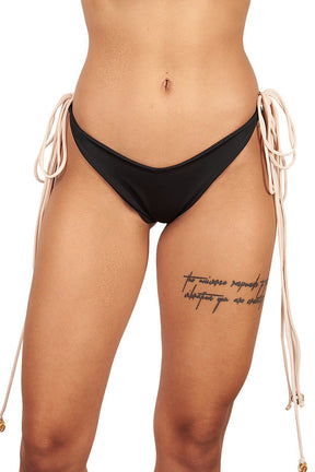Shelly Bottom Black and Nude Strips